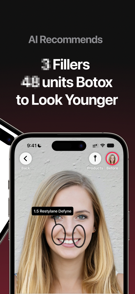AI Aesthetics: Face Cosmetics - AI facial assessment recommending Botox units and Restylane fillers for a more youthful look.
