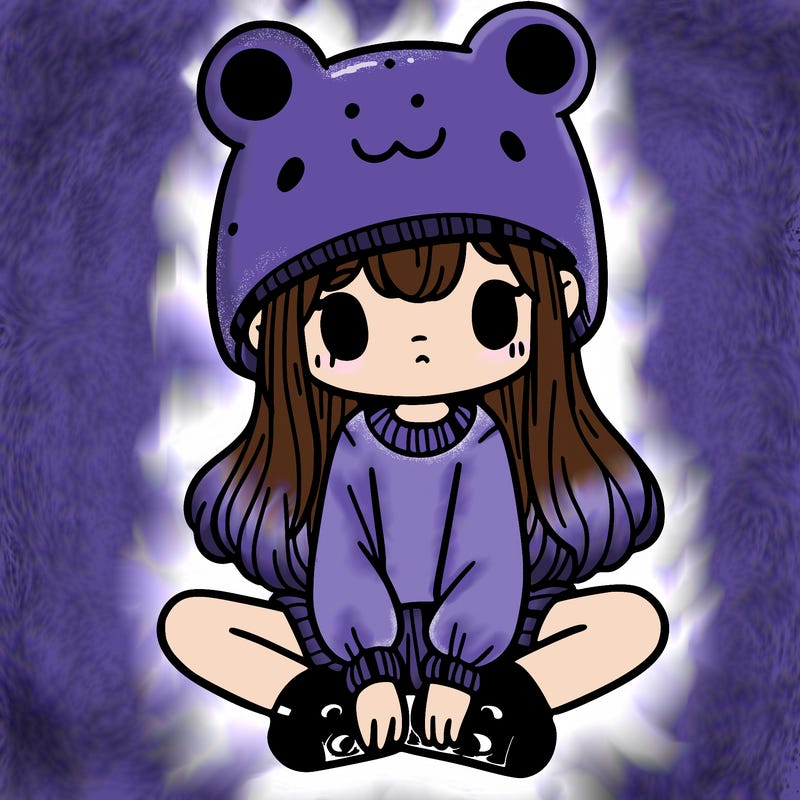 a girl wearing a frog hat and some frog socks