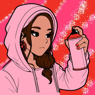 a realistic girl, spray painting