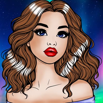 realistic girl with wavy hair and lips