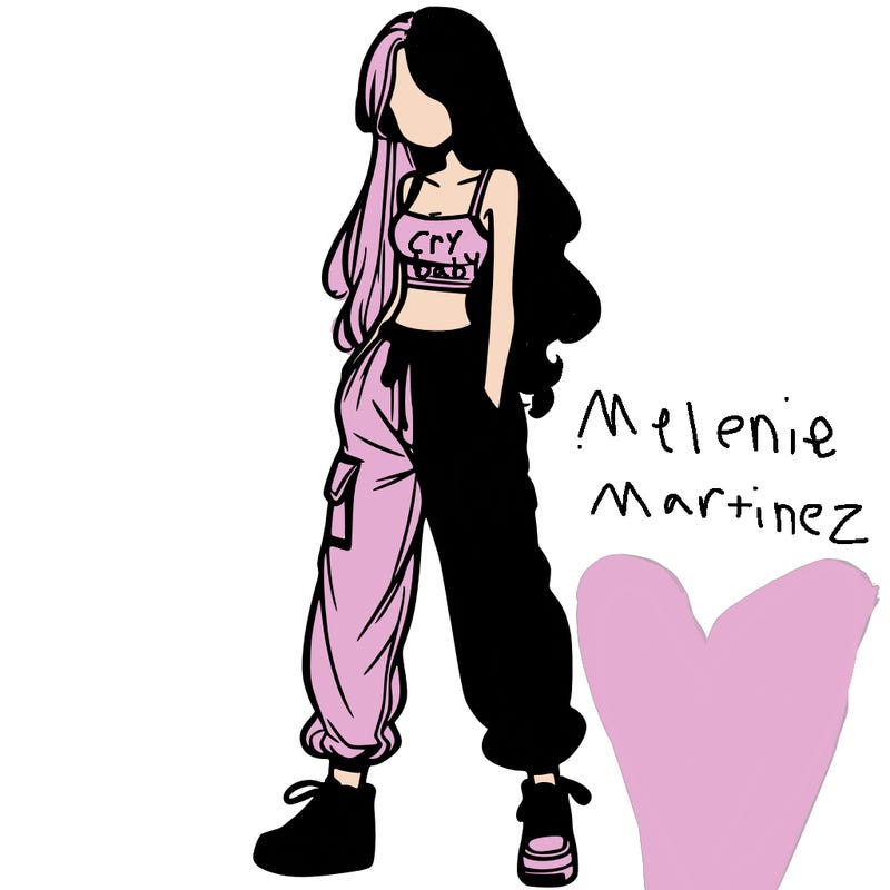 girl in baggy pants crop top and long hair