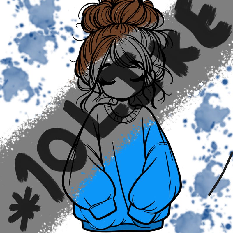 girl with baggy sweatshirt and messy bun