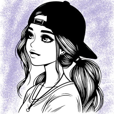 realistic girl with a backwards hat