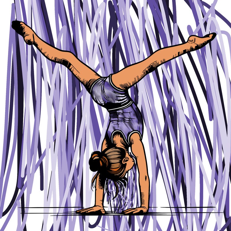 realistic gymnastic hand stand girl in four splits