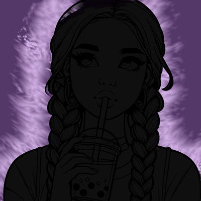 realistic girl with braided hair drinking boba