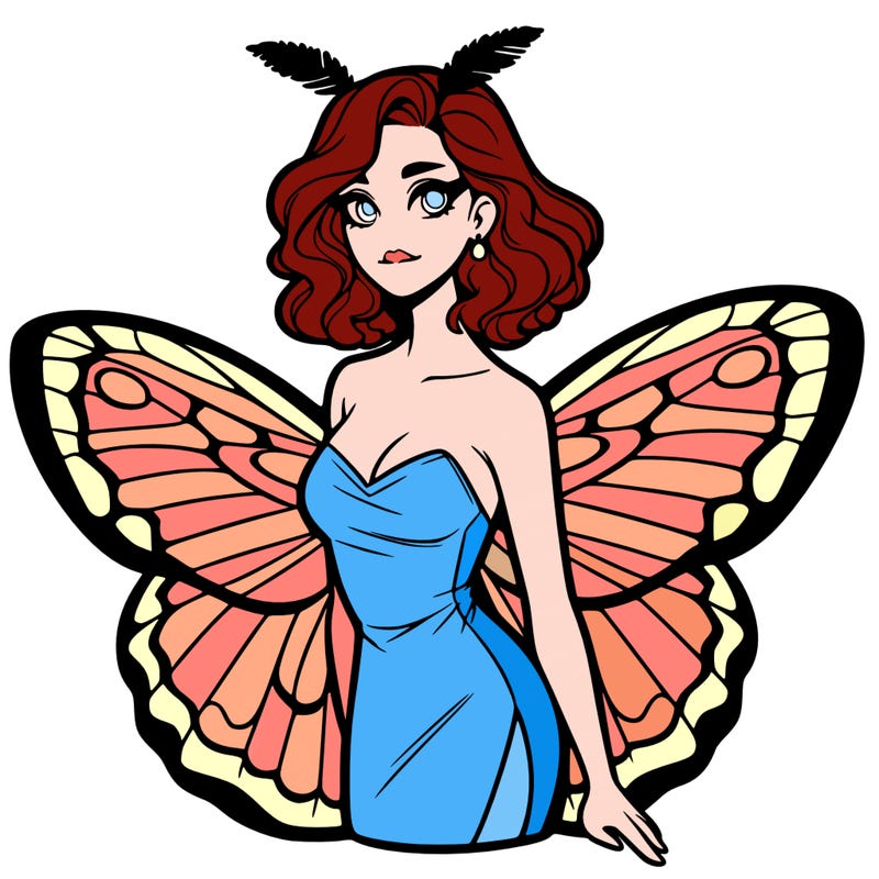 woman with moth wings