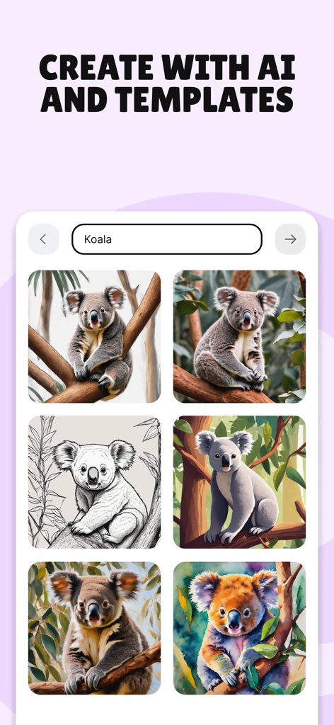 Padlet - Affichage d'images de koalas générées par IA dans l'application Padlet
