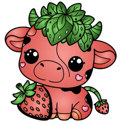 cute strawberry cow
