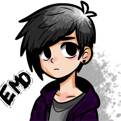 a boy with a emo style