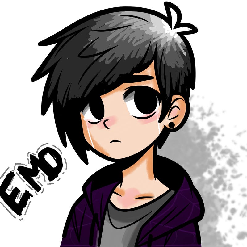 a boy with a emo style