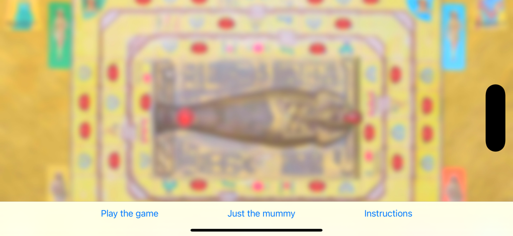 Voice of the Mummy - Main menu screen of the Voice of the Mummy app with options to play the game or hear the mummy's voice.