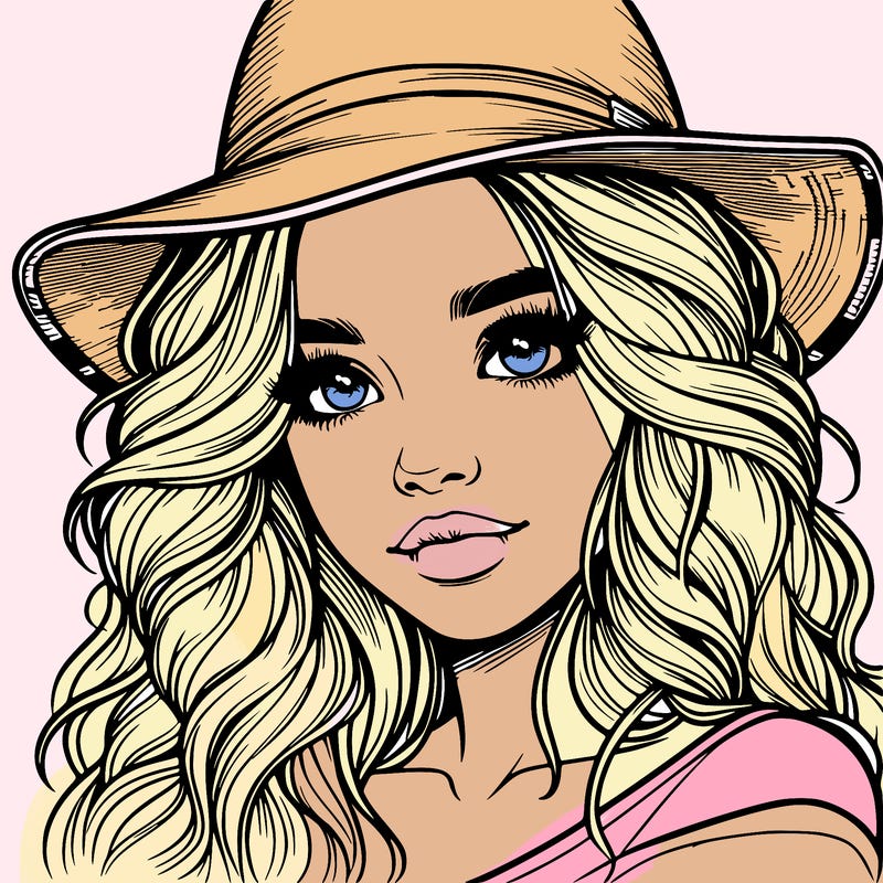 realistic girl with hat