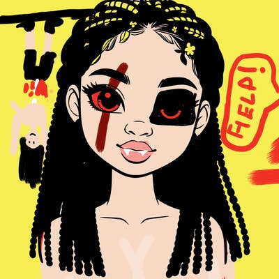 a realistic black girl with braids