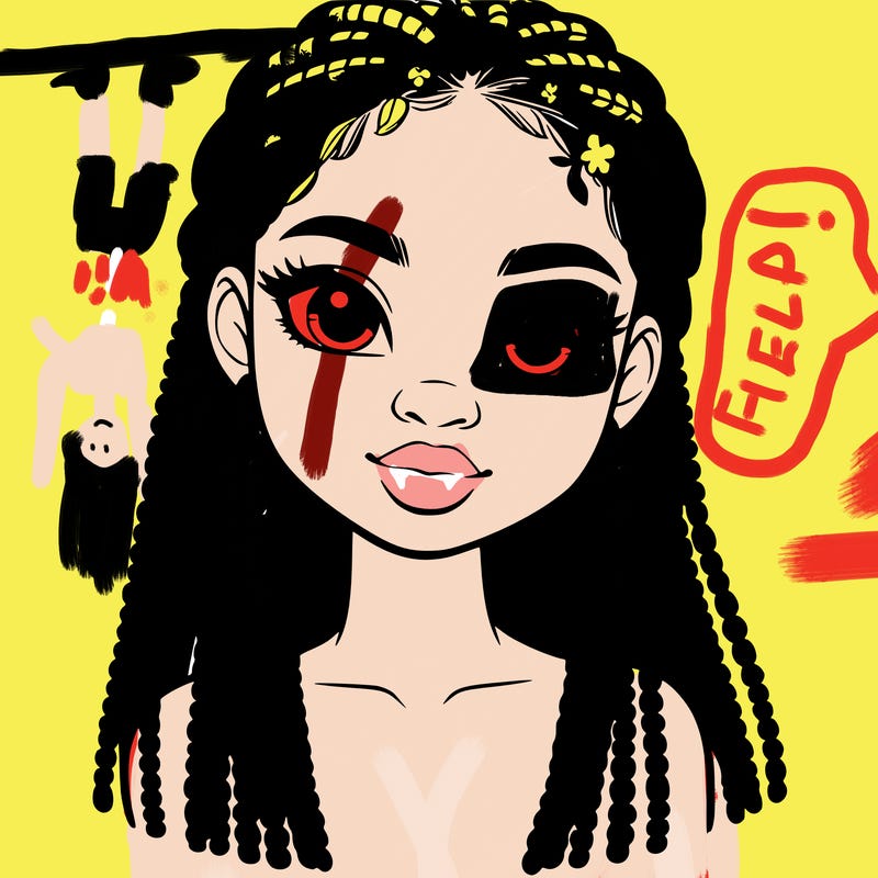 a realistic black girl with braids