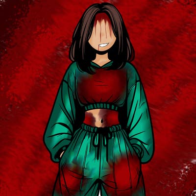 realistic girl faceless with baggy pants and a crop top