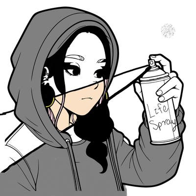 a realistic girl, spray painting