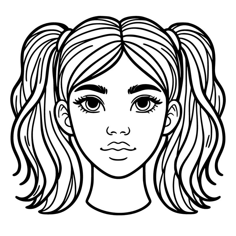 woman head with pigtails