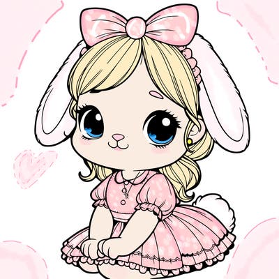 cute easter bunny girl realistic