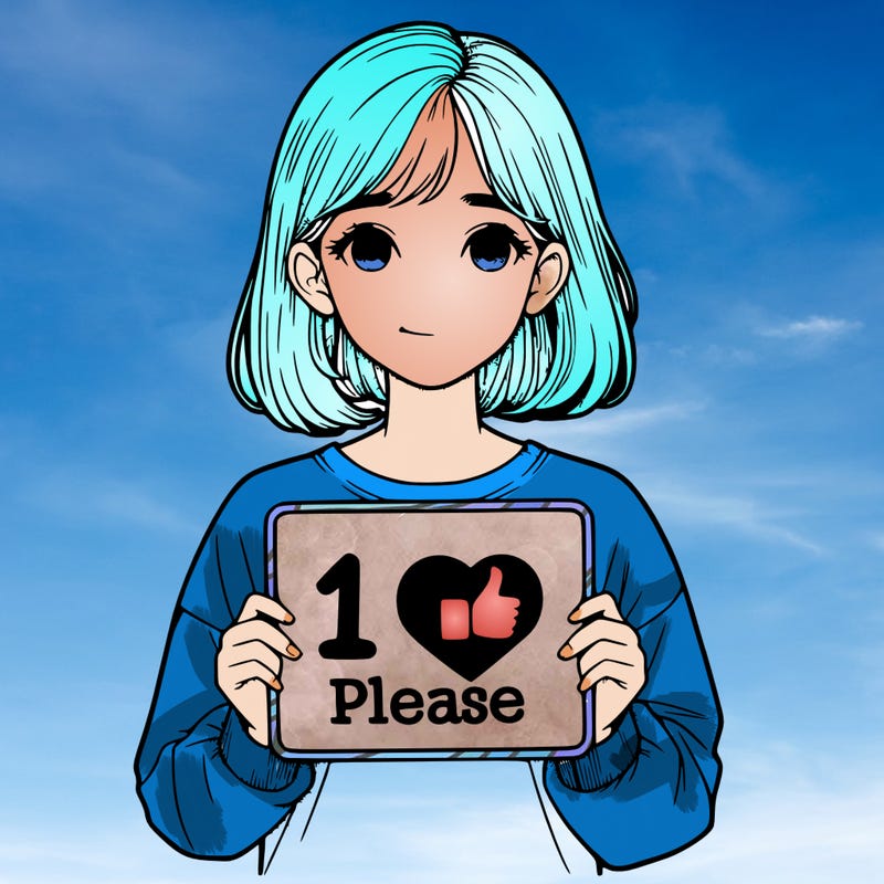 realistic girl holding a sign that says 1 like please