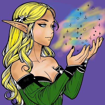 realistic elf girl doing magic