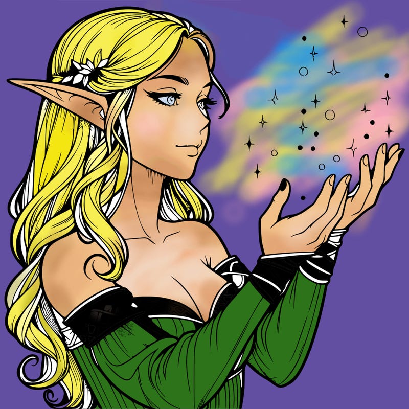 realistic elf girl doing magic
