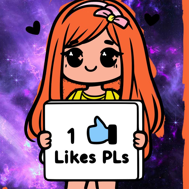 girl holding a sign saying 10 likes pls