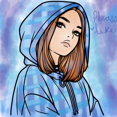 a realistic girl in a hoodie
