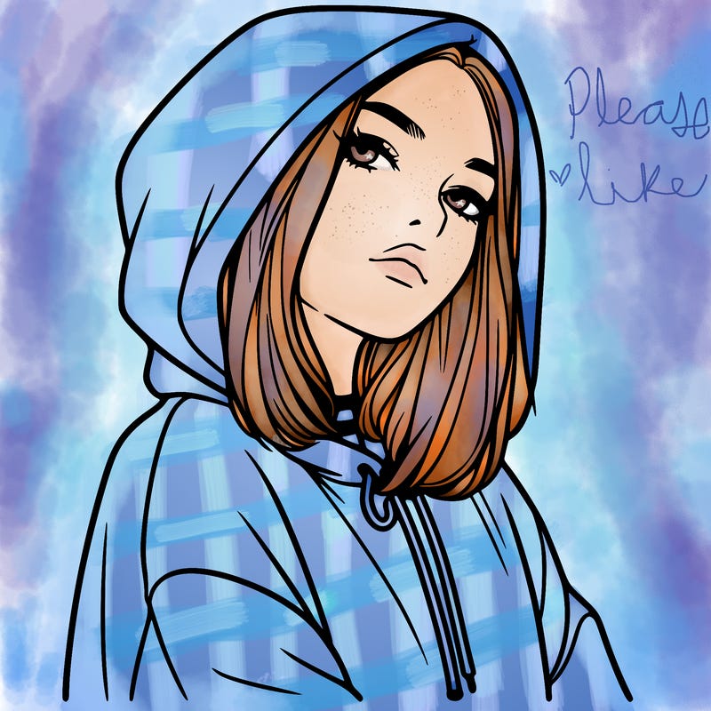 a realistic girl in a hoodie