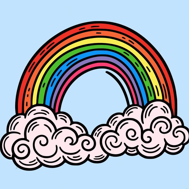 rainbow with clouds
