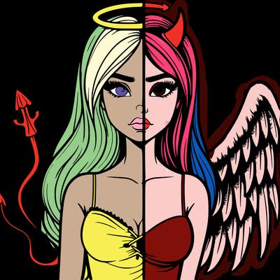 devil vs angel realistic girl