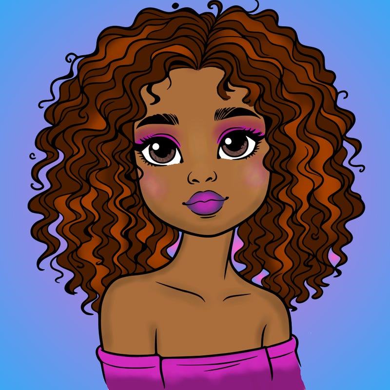 realistic girl with curly hair