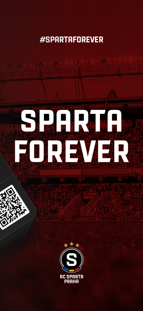 Sparta. - Official AC Sparta Praha football app welcome screen with Sparta Forever slogan and club logo