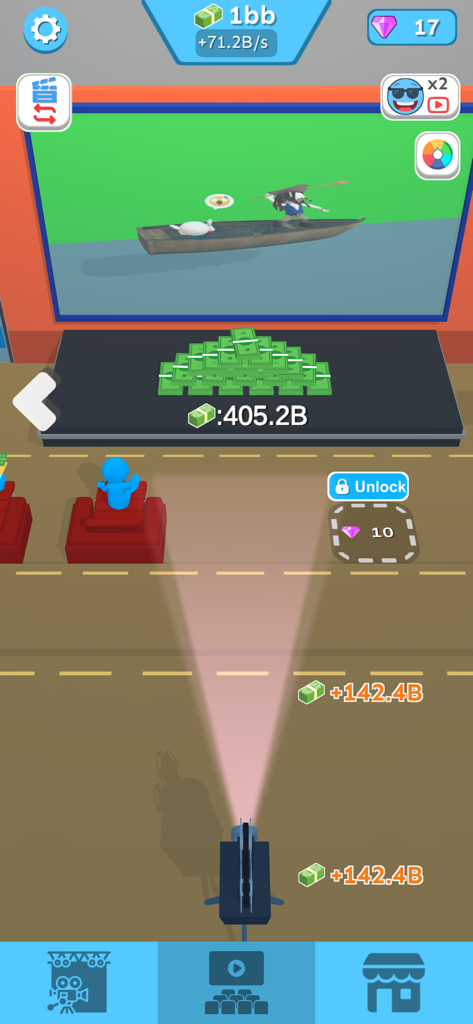 Cinema City 3D - 시네마 시티 3D 게임 플레이, 그린 스크린과 현금 보상이 있는 영화 스튜디오 제작 장면