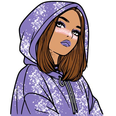 a realistic girl in a hoodie