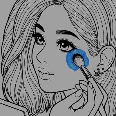 a realistic girl doing her makeup
