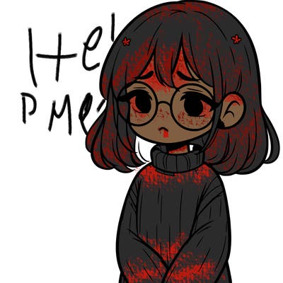 sad girl with glasses in a sweater