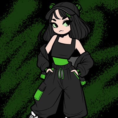 girl in crop top and baggy pants