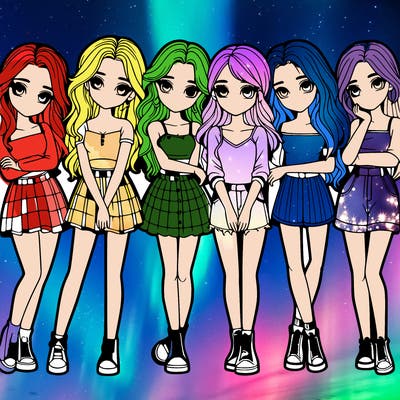 a group of girls realistic