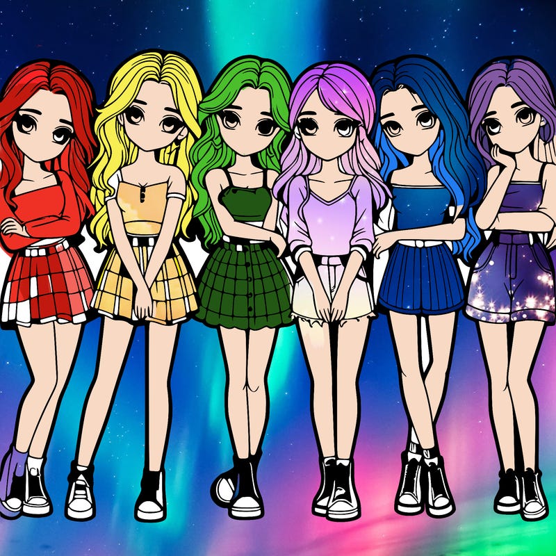 a group of girls realistic