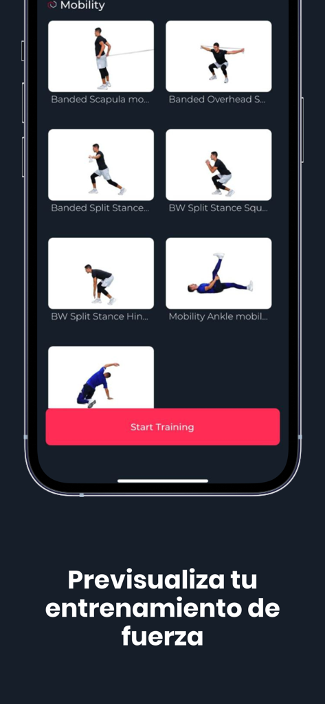 SoloPerformance - SoloPerformance app interface showing mobility exercise videos and start training button