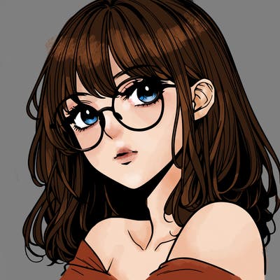manga woman character with glasses and nice lips