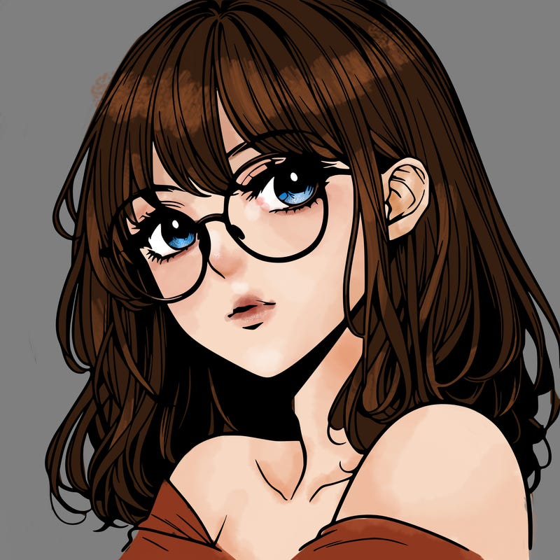manga woman character with glasses and nice lips