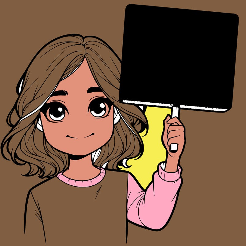 realistic girl holding up a sign