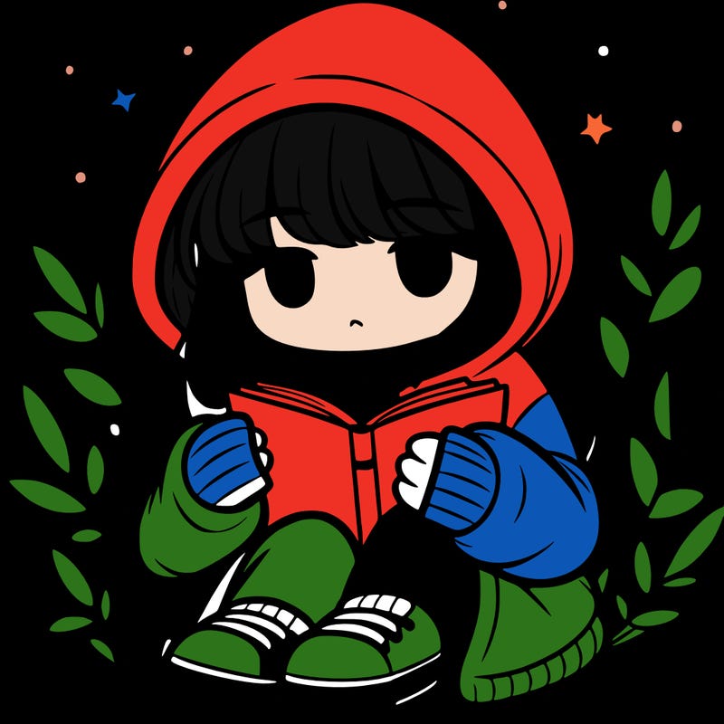 girl in oversized hoodie reading a book