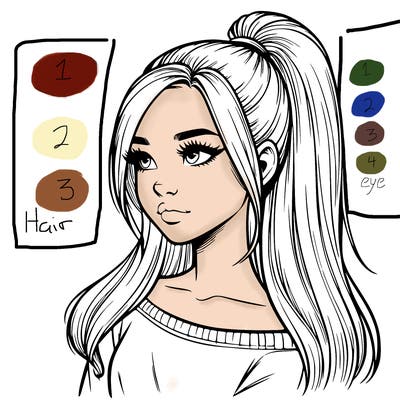 realistic girl with a high ponytail