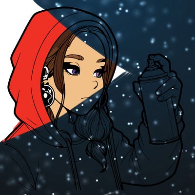 a realistic girl, spray painting