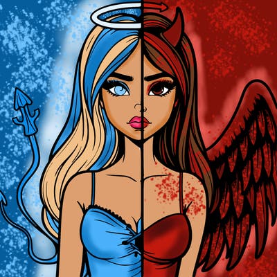devil vs angel realistic girl