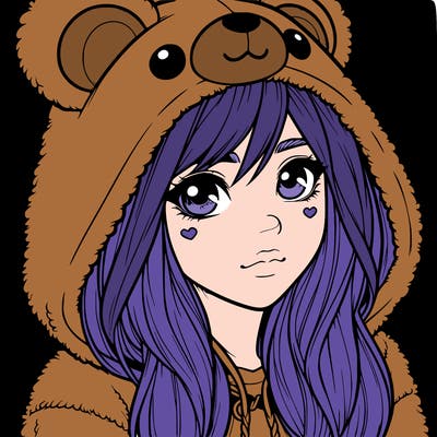 realistic girl in a bear hoodie