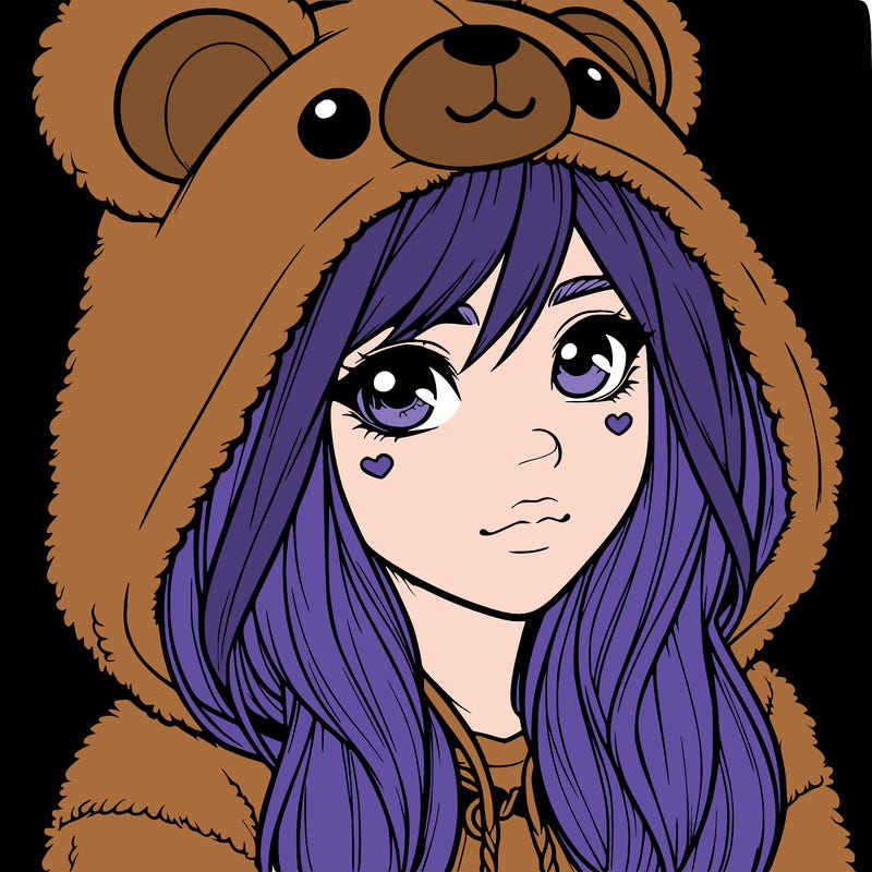 realistic girl in a bear hoodie