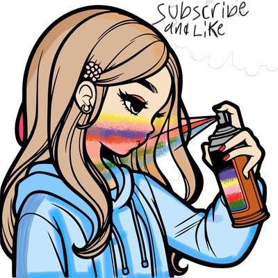 a realistic girl spray painting